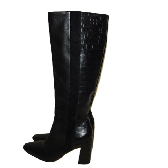 Chelsea & Violet Tall Leather & Suede Boots Size 8 Croc Embossed - Picture 11 of 16